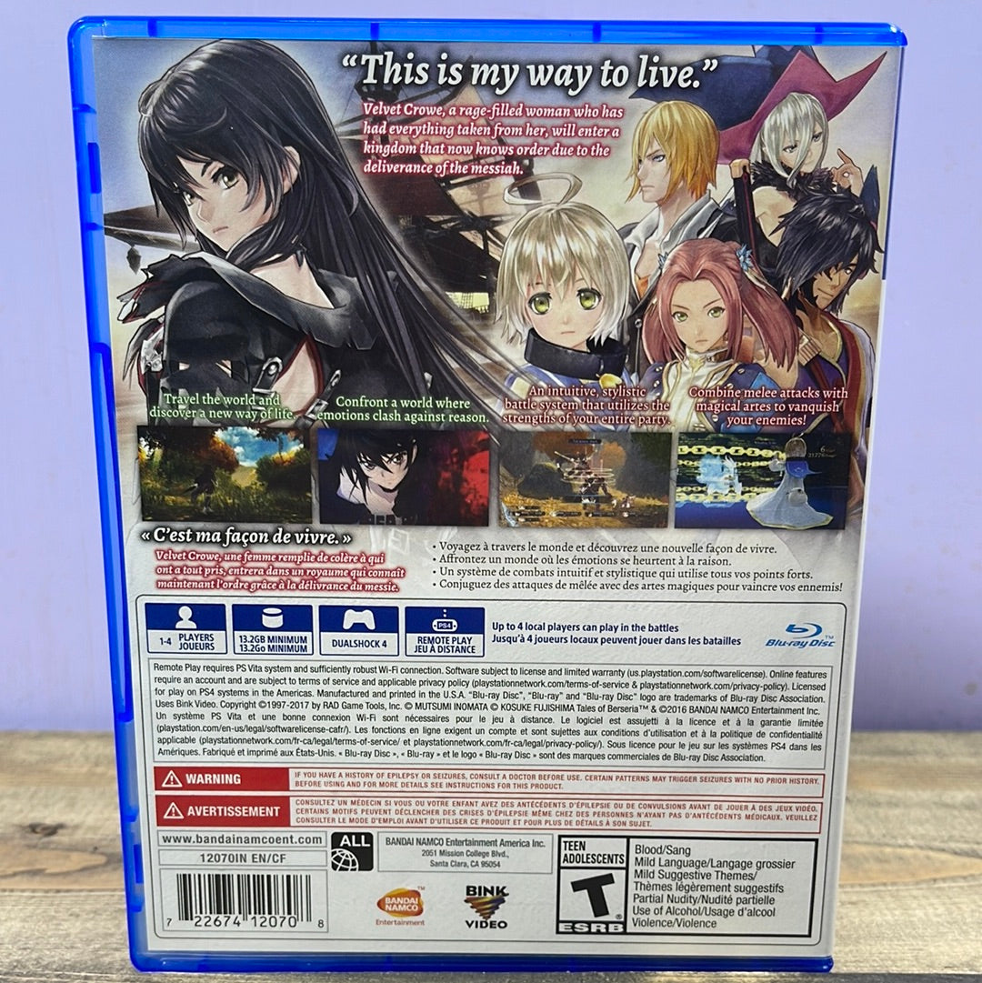 Playstation 4 - Tales of Berseria Retrograde Collectibles Adventure, Bandai Namco, CIB, Female Main Character, JRPG, Playstation 4, PS4, RPG, Science Fiction, Preowned Video Game 