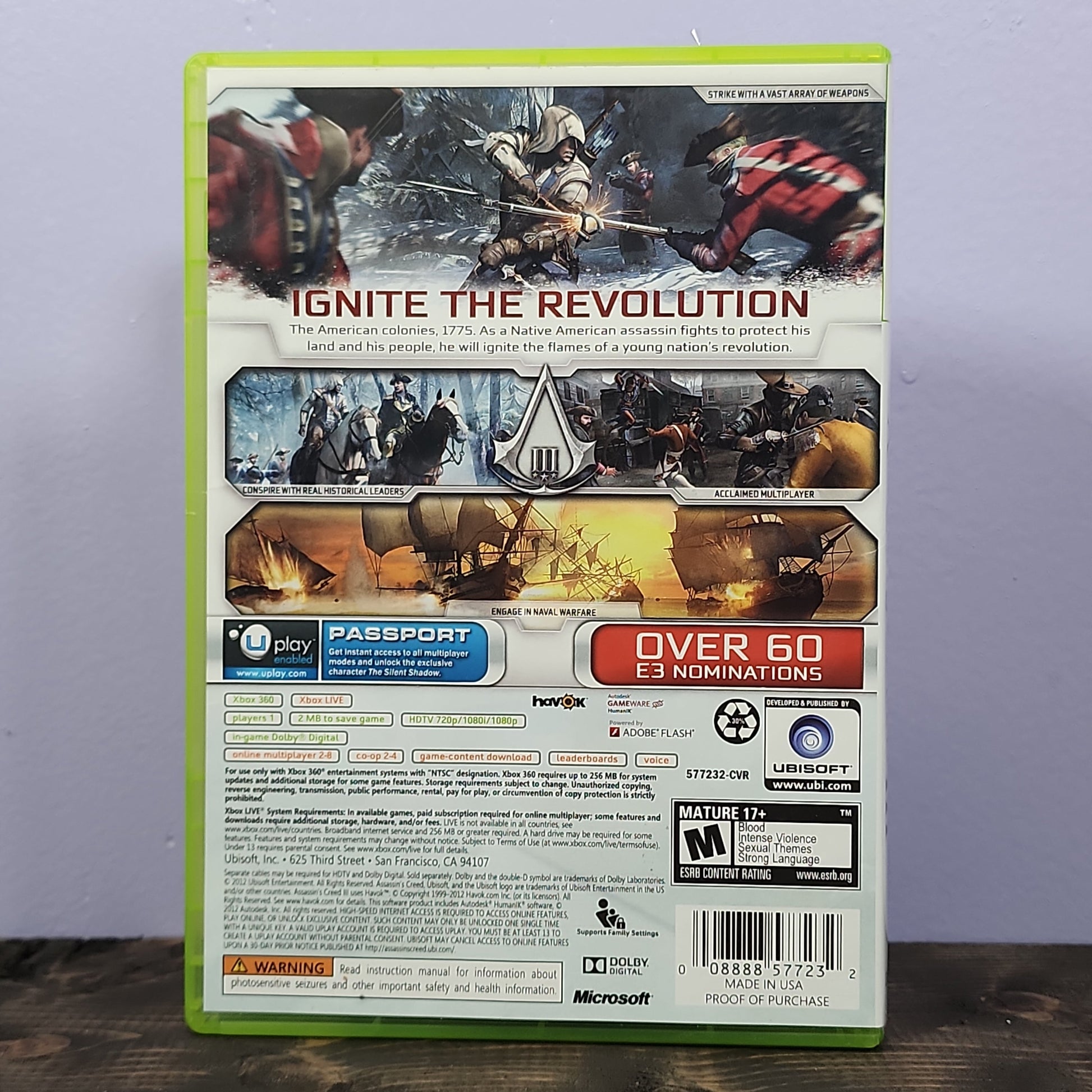 Xbox 360 - Assassin's Creed III [Walmart Edition] Retrograde Collectibles Action, Adventure, American History, Assassin, Assassin's Creed Series, CIB, History, M Rated, Open  Preowned Video Game 