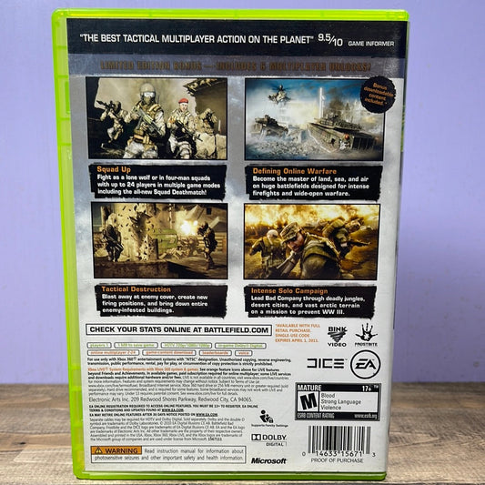 Xbox 360 - Battlefield: Bad Company 2 Retrograde Collectibles Action, Battlefield Series, CIB, DICE, EA, First Person Shooter, FPS, M Rated, Military, Multiplayer Preowned Video Game 