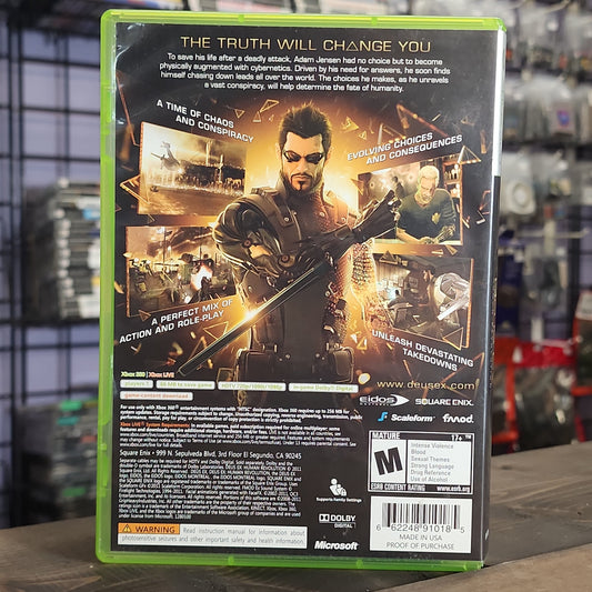 Xbox 360 - Deus Ex: Human Revolution Retrograde Collectibles Action, Adam Jensen, CIB, Cyberpunk, Deus Ex Series, Eidos, Eidos Montreal, FPS, M Rated, RPG, Sci-F Preowned Video Game 