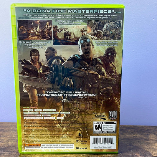 Xbox 360 - Gears of War 3 Retrograde Collectibles Action, CIB, Epic Games, Gears of War Series, M Rated, Sci-Fi, Shooter, Third Person, Third Person S Preowned Video Game 