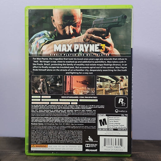 Xbox 360 - Max Payne 3 Retrograde Collectibles Action, Adventure, CIB, M Rated, Max Payne, Rockstar Games, Shooter, Third-Person, Xbox, Xbox 360 Preowned Video Game 