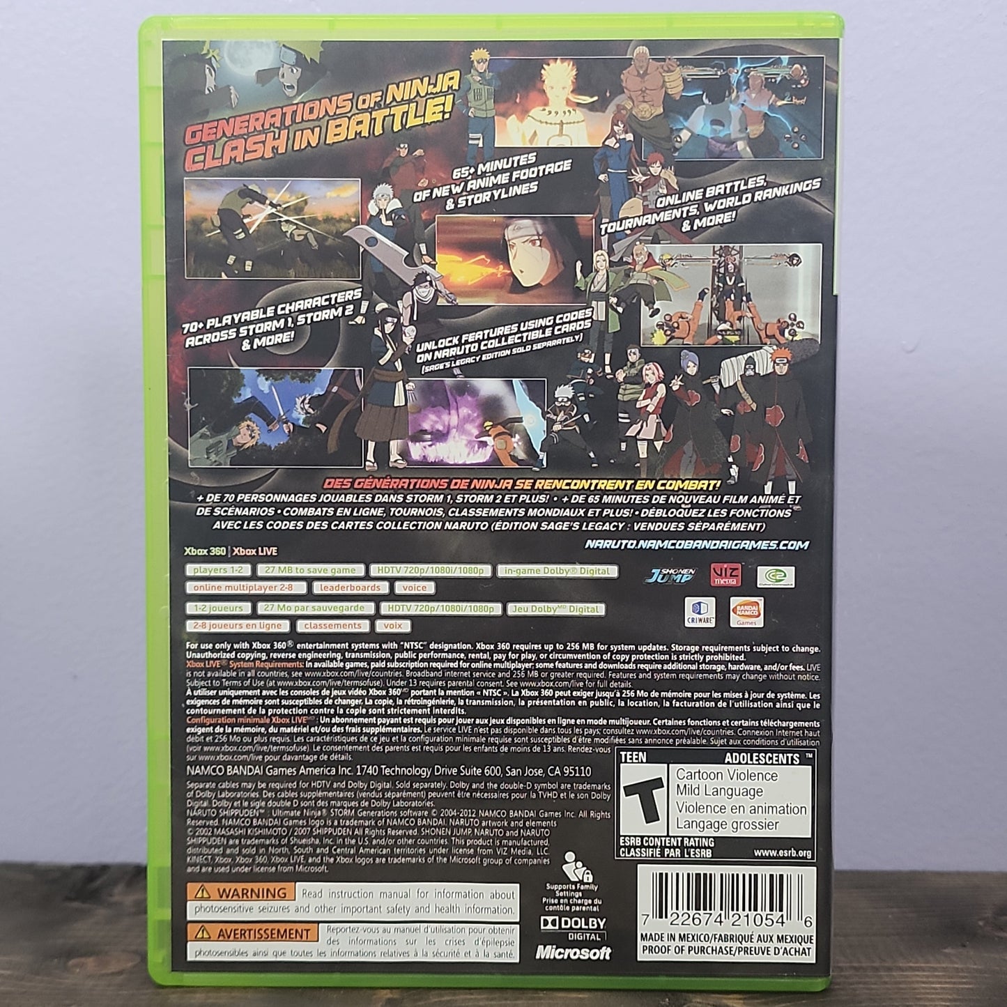 Xbox 360 - Naruto Shippuden: Ultimate Ninja Storm Generations Retrograde Collectibles CIB, Multiplayer, Naruto, Ninja Storm, T Rated, Xbox 360 Preowned Video Game 