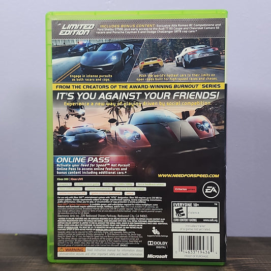 Xbox 360 - Need For Speed: Hot Pursuit [Limited Edition] Retrograde Collectibles Action, Arcade, Automobile, CIB, Criterion Games, E10 Rated, EA, Need for Speed Series, Racing, Xbox Preowned Video Game 
