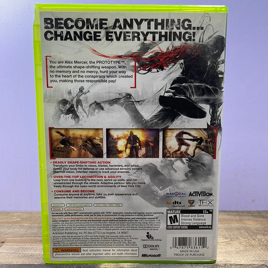 Xbox 360 - Prototype Retrograde Collectibles Action, Activision, CIB, Gore, M Rated, Open World, Prototype Series, Radical Entertainment, Singlep Preowned Video Game 