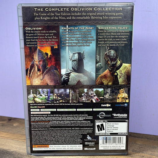 Xbox 360 - The Elder Scrolls IV: Oblivion [Game of the Year] Retrograde Collectibles Bethesda, Bethesda Softworks, CIB, Elder Scrolls, Fantasy, Game of the Year, M Rated, Open World, Ro Preowned Video Game 