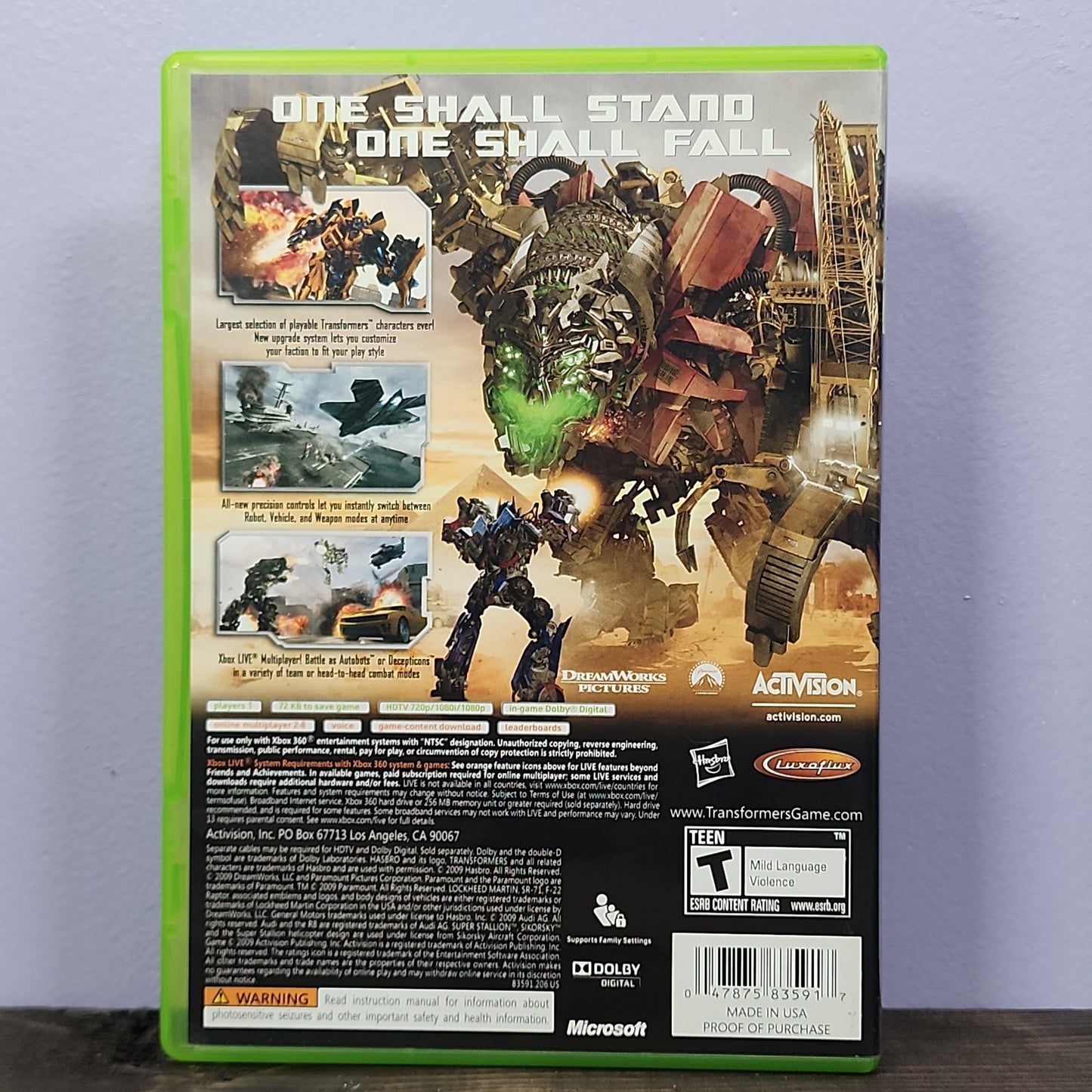 Xbox 360 - Transformers: Revenge of the Fallen Retrograde Collectibles Action, Activision, Adventure, Arcade, Beat 'Em Up, CIB, Hasbro, Luxoflux Inc, Sci-Fi, T Rated, Tran Preowned Video Game 